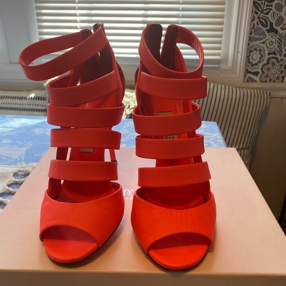 Jimmy Choo Orange Strappy Heels - Picture 3 of 9